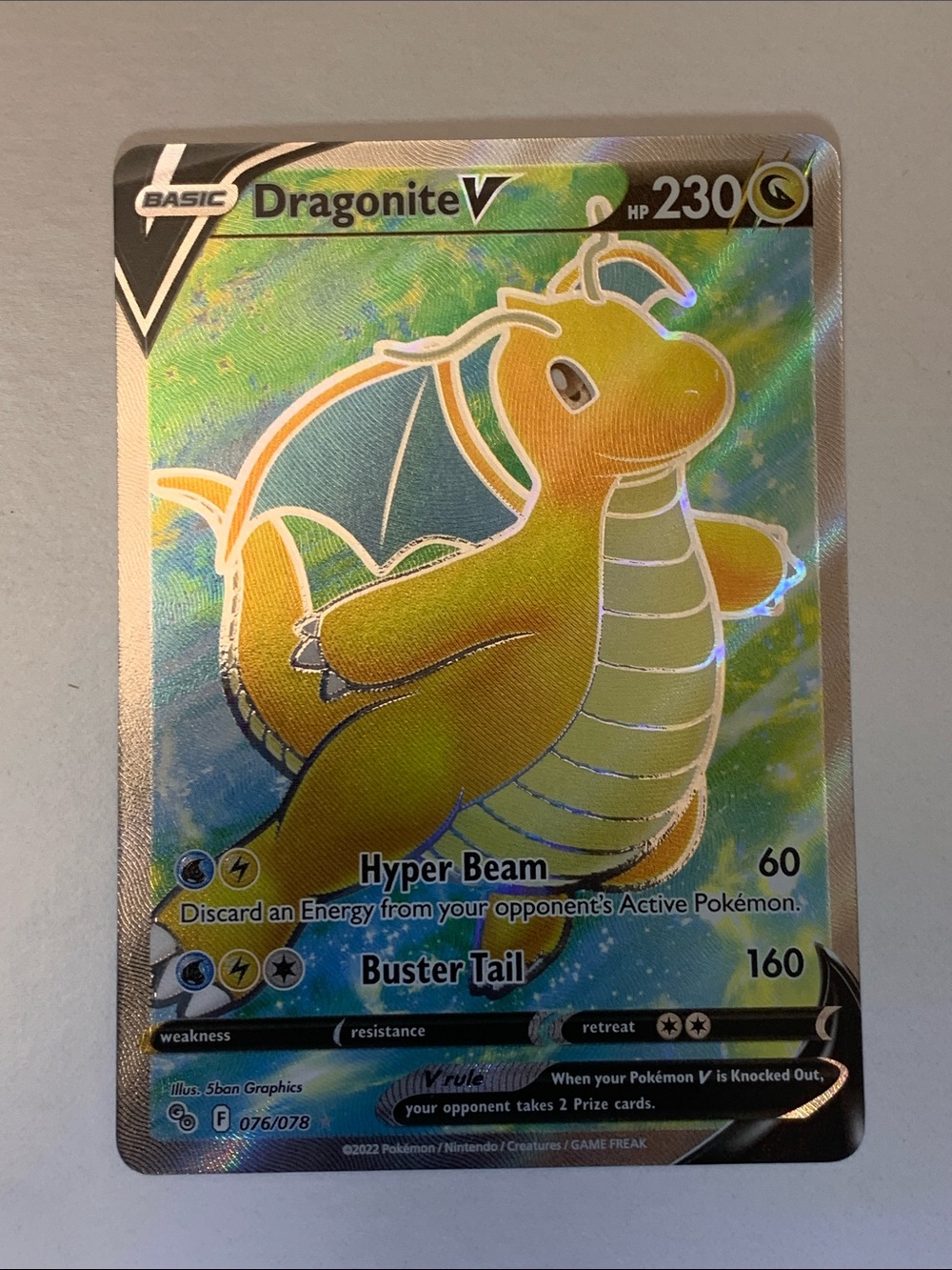 Dragonite V Holographic Collectible Card - Yellow